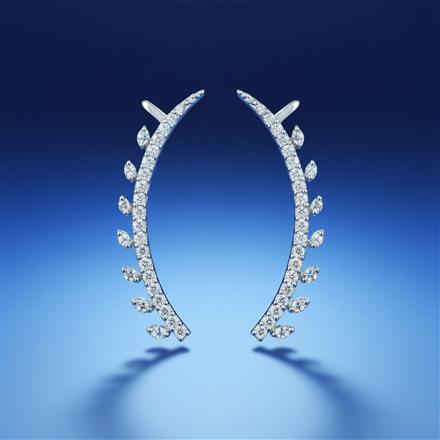 Cubic Zirconia Classic Earring With 2 Tone Rhodium Plating