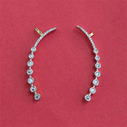 Cz Classic Earring With Rhodium 2 Tone Plating