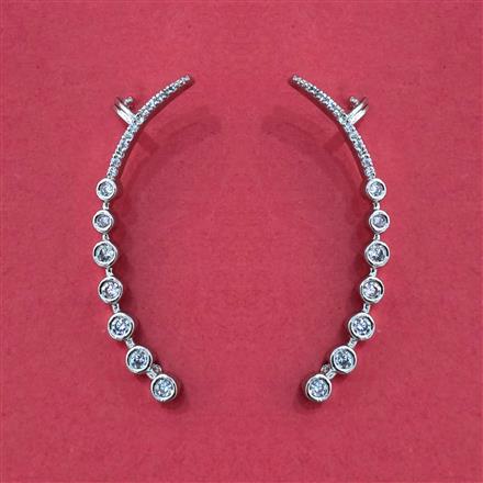 Cz Classic Earring With Rhodium 2 Tone Plating