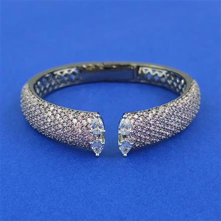 Cubic Zirconia Openable Kada With Black Plating