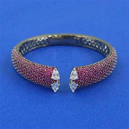 Cubic Zirconia Openable Kada With Black Plating