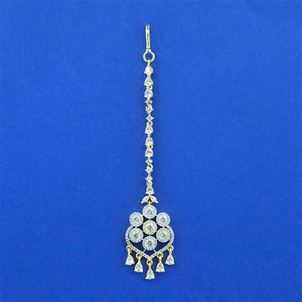 Cubic Zirconia Classic Tikka With Mehndi 2 Tone Rhodium Plating