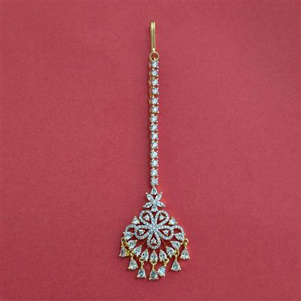 Cz Classic Tikka With Mehndi 2 Tone Rhodium Plating