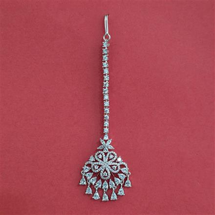 Cz Classic Tikka With Mehndi 2 Tone Rhodium Plating