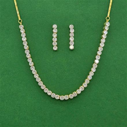 Cz Classic Necklace Set With Rhodium 2 Tone Plating