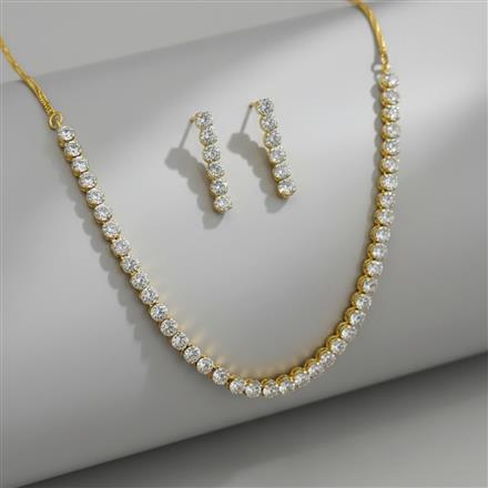 Cz Classic Necklace Set With Rhodium 2 Tone Plating