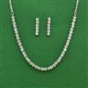 Cz Classic Necklace Set With Rhodium 2 Tone Plating