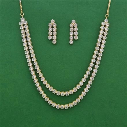 Cz Classic Necklace Set With Rhodium 2 Tone Plating
