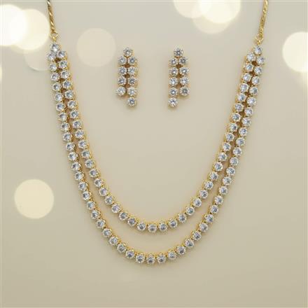 Cz Classic Necklace Set With Rhodium 2 Tone Plating