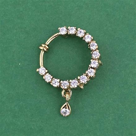Cz Delicate Nose Ring With Carat Mehndi 2 Tone Rhodium Plating