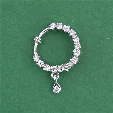 Cz Delicate Nose Ring With Carat Mehndi 2 Tone Rhodium Plating