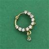 Cz Pressing Nose Ring With Mehndi 2 Tone Rhodium Plating