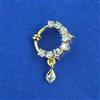 Cubic Zirconia Pressing Nose Ring With Mehndi 2 Tone Rhodium Plating