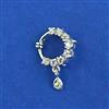 Cubic Zirconia Pressing Nose Ring With Mehndi 2 Tone Rhodium Plating