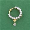 Cz Delicate Nose Ring With Mehndi 2 Tone Rhodium Plating