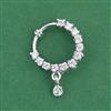 Cz Delicate Nose Ring With Mehndi 2 Tone Rhodium Plating