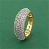 Cz Classic Ring With Mehndi 2 Tone Rhodium Plating