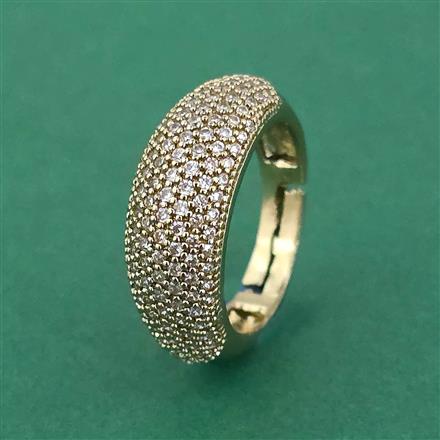 Cz Classic Ring With Mehndi 2 Tone Rhodium Plating