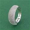 Cz Classic Ring With Mehndi 2 Tone Rhodium Plating