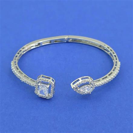 Cz Delicate Kada With Rhodium Plating