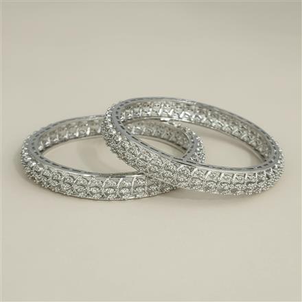 Cz Classic Bangles With Rhodium Plating