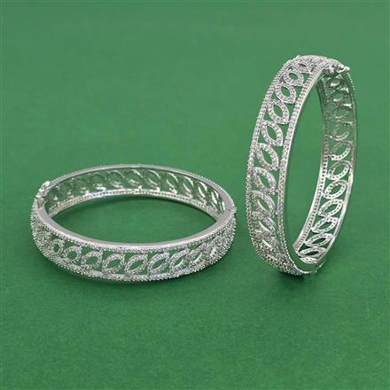 Cz Openable Bangles With Rhodium Plating