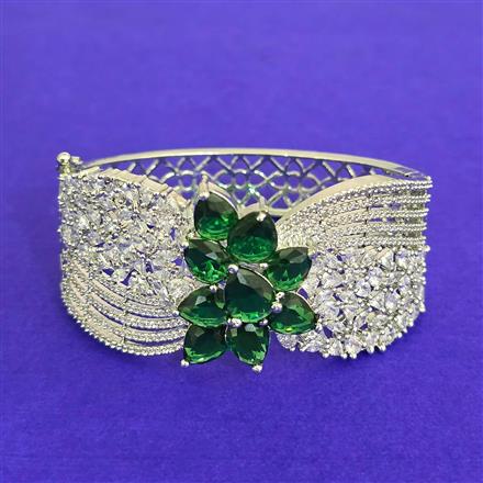 Cz Openable Kada With Rhodium Plating