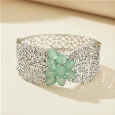 Cz Openable Kada With Rhodium Plating