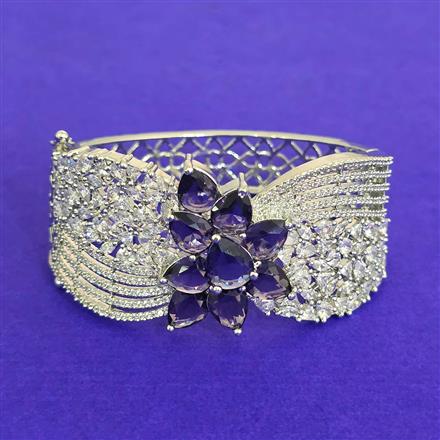 Cz Openable Kada With Rhodium Plating