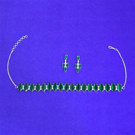 Cz Classic Necklace Set With Rhodium Plating