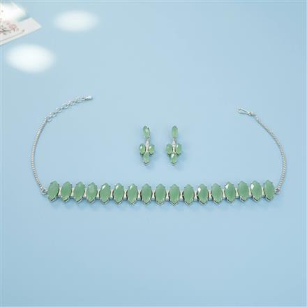 Cz Classic Necklace Set With Rhodium Plating