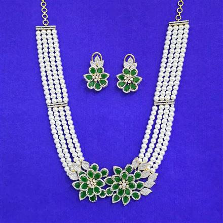 Cz Moti Necklace Set With 2 Tone Plating