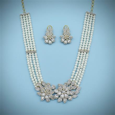 Cz Moti Necklace Set With 2 Tone Plating