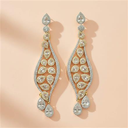 Cz Classic Earring With Mehndi 2 Tone Rhodium Plating