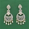 Cz Classic Earring With Mehndi 2 Tone Rhodium Plating