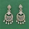 Cz Classic Earring With Mehndi 2 Tone Rhodium Plating