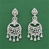 Cz Classic Earring With Mehndi 2 Tone Rhodium Plating