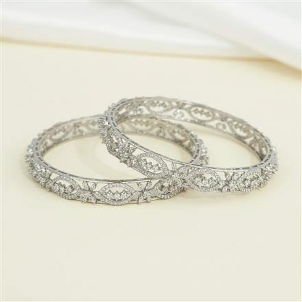 Cz Classic Bangles With Rhodium Plating