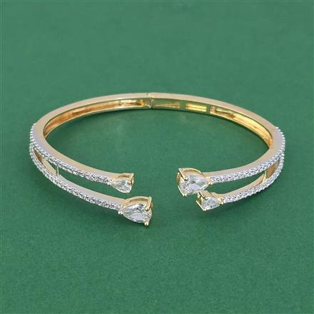 Cz Classic Kada With 2 Tone Rhodium Plating