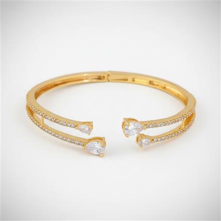 Cz Classic Kada With 2 Tone Rhodium Plating