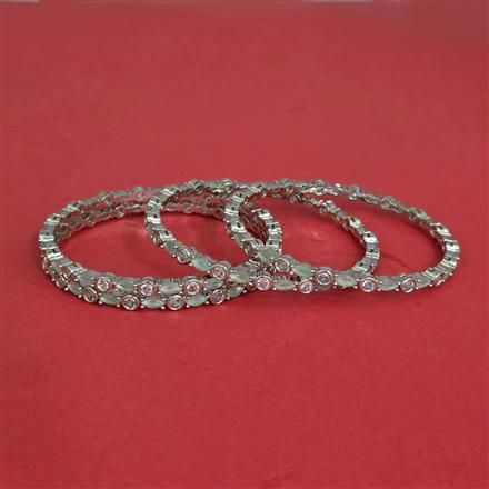 Cz Classic Bangles With Rhodium Plating