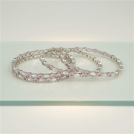 Cz Classic Bangles With Rhodium Plating