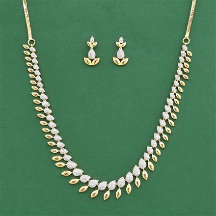 Cz Classic Necklace Set With 2 Tone Rhodium Plating