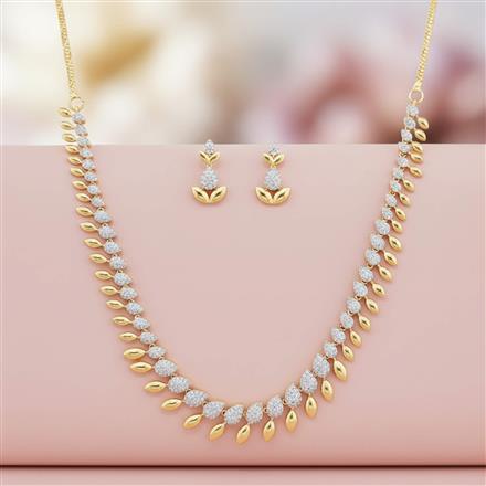 Cz Classic Necklace Set With 2 Tone Rhodium Plating