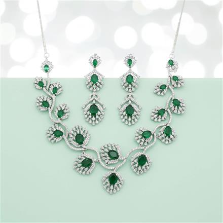 Cz Classic Necklace Set With Rhodium Plating