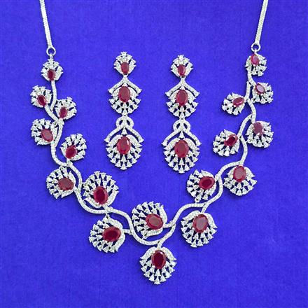 Cz Classic Necklace Set With Rhodium Plating