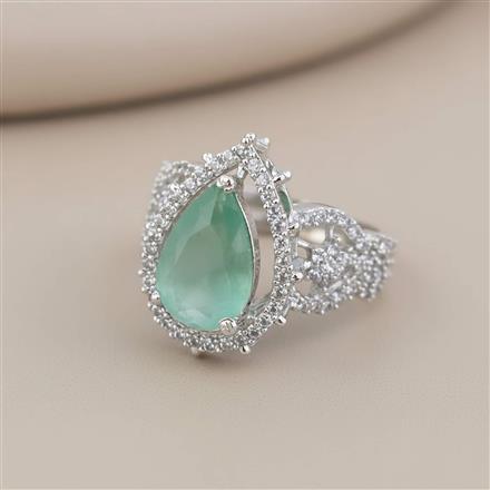 Cz Classic Ring With Rhodium Plating