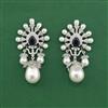 Cz Classic Earring With Rhodium Plating