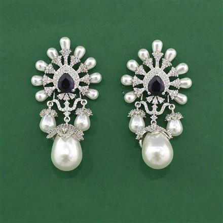Cz Classic Earring With Rhodium Plating