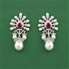 Cz Classic Earring With Rhodium Plating